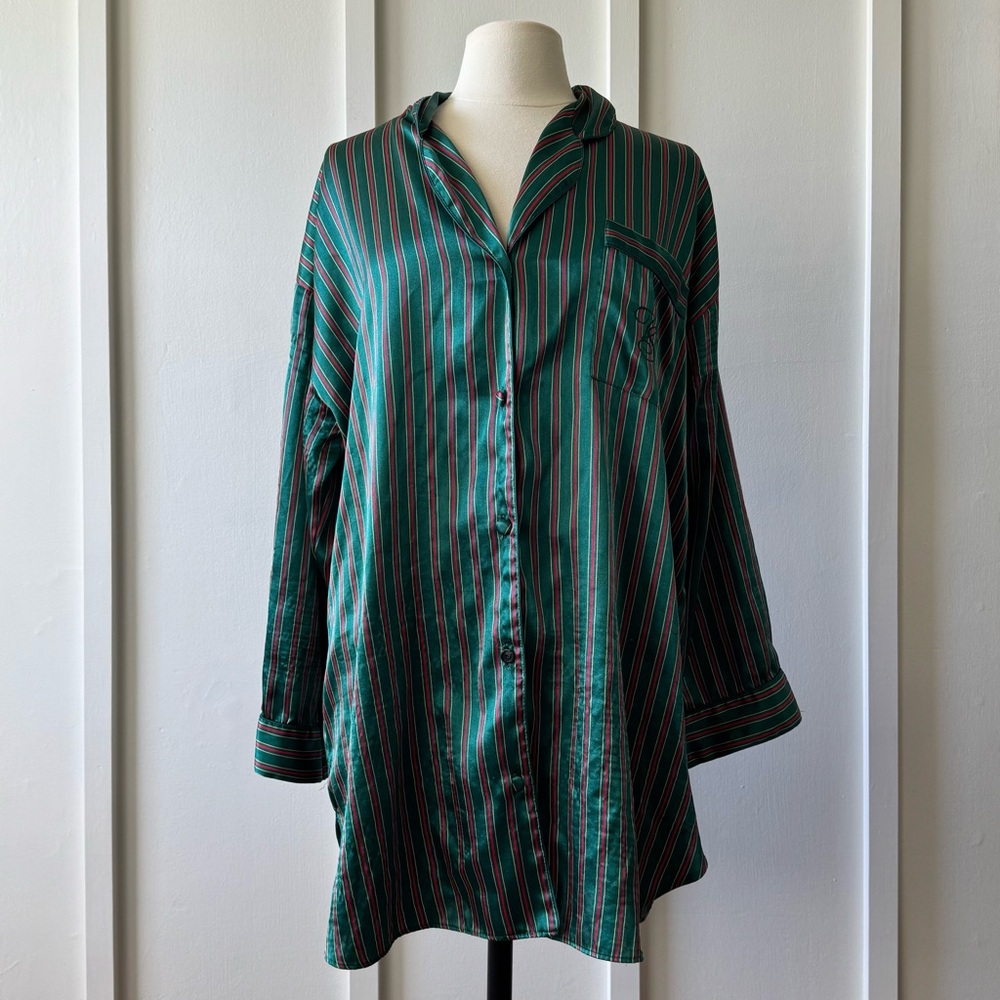 Victoria’s Secret Satin Stripe Button-Up – Size Large